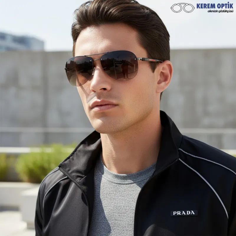 PRADA L�NEA ROSSA ERKEK METAL G�NE� G�ZL��� SPS56M 5AV-6S1